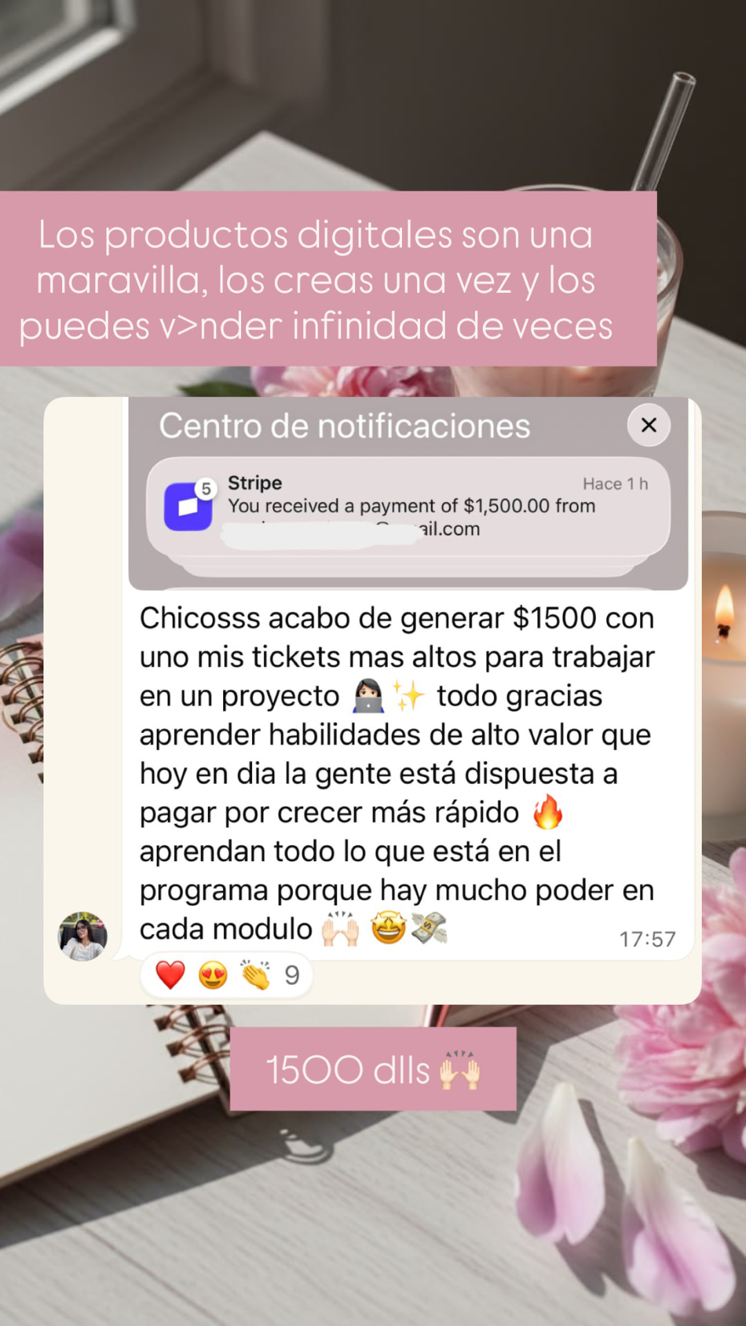 Testimonio de Mariana: $1,500 recibidos por Stripe