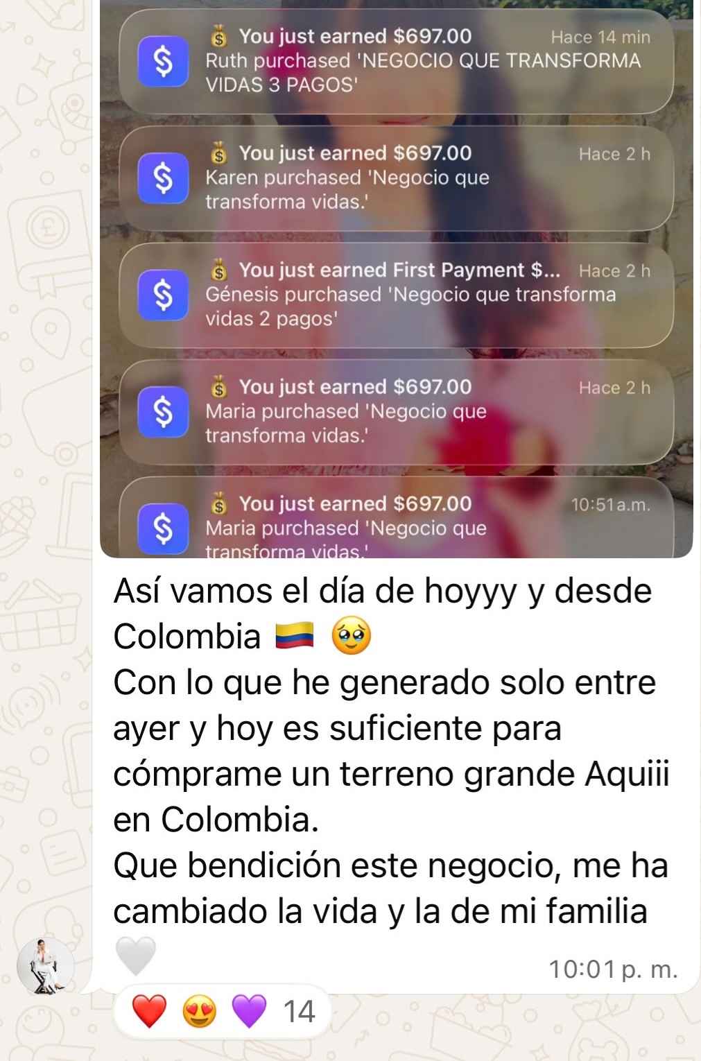 Resultados desde Colombia: múltiples ventas de $697